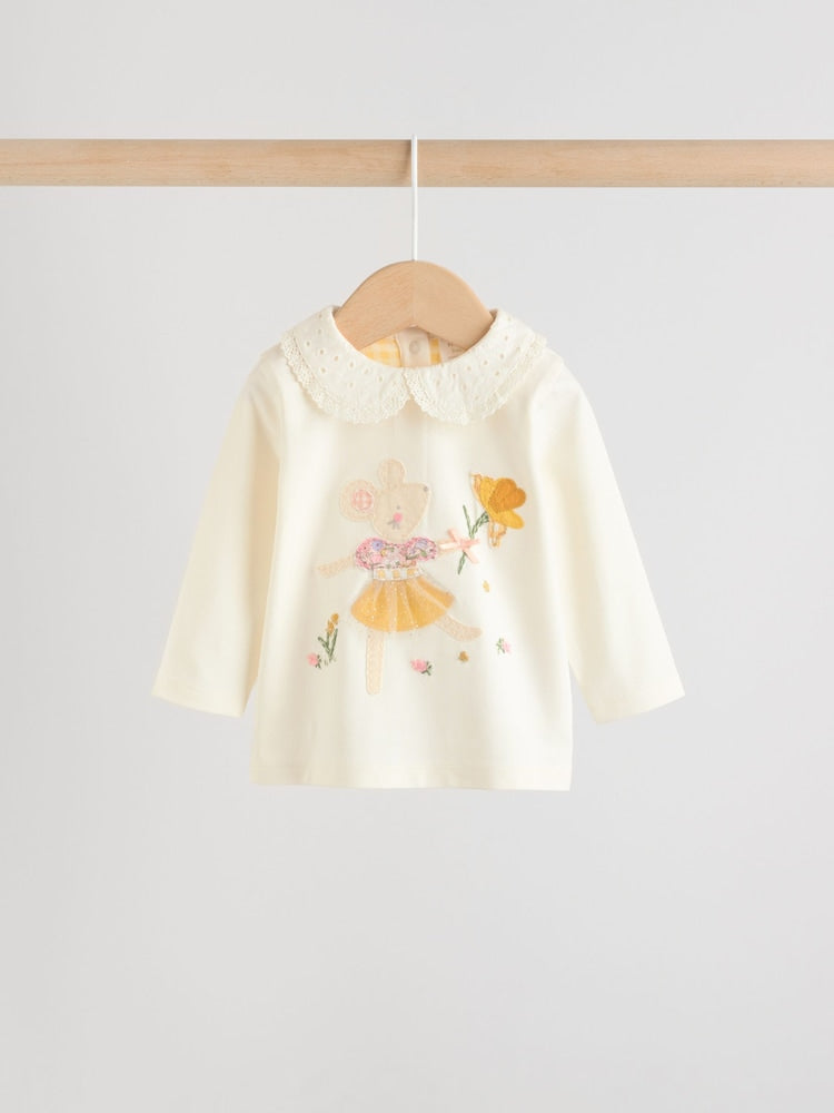 Ecru Fairy Mouse Long Sleeve Top and Legging Baby 2 Piece Set (0mths-2yrs)