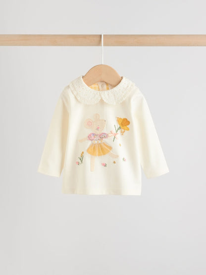 Ecru Fairy Mouse Long Sleeve Top and Legging Baby 2 Piece Set (0mths-2yrs)
