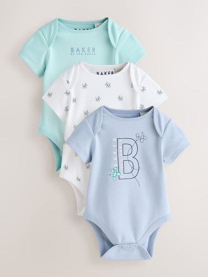 Baker by Ted Baker Blue 3 Pack Short Sleeve Bodysuits
