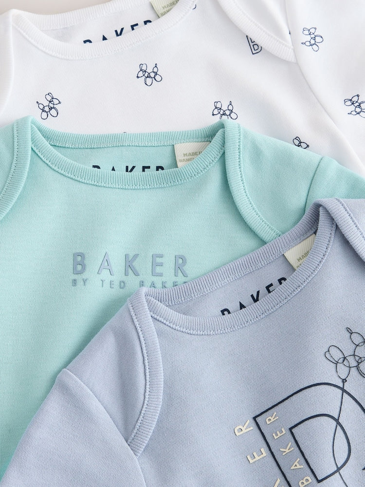 Baker by Ted Baker Blue 3 Pack Short Sleeve Bodysuits