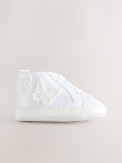 White Baby High Top Trainers (0-24mths) - Size Up To 3 Months (50 - 62cm)