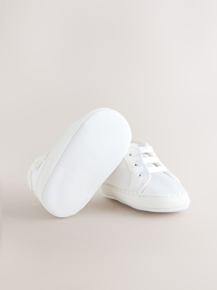 White Baby High Top Trainers (0-24mths) - Size Up To 3 Months (50 - 62cm)