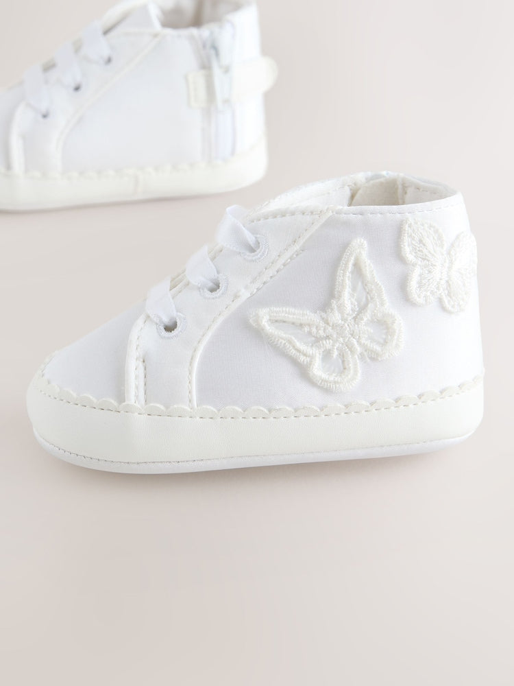 White Baby High Top Trainers (0-24mths) - Size Up To 3 Months (50 - 62cm)