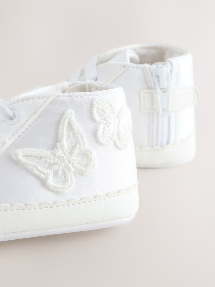 White Baby High Top Trainers (0-24mths) - Size Up To 3 Months (50 - 62cm)