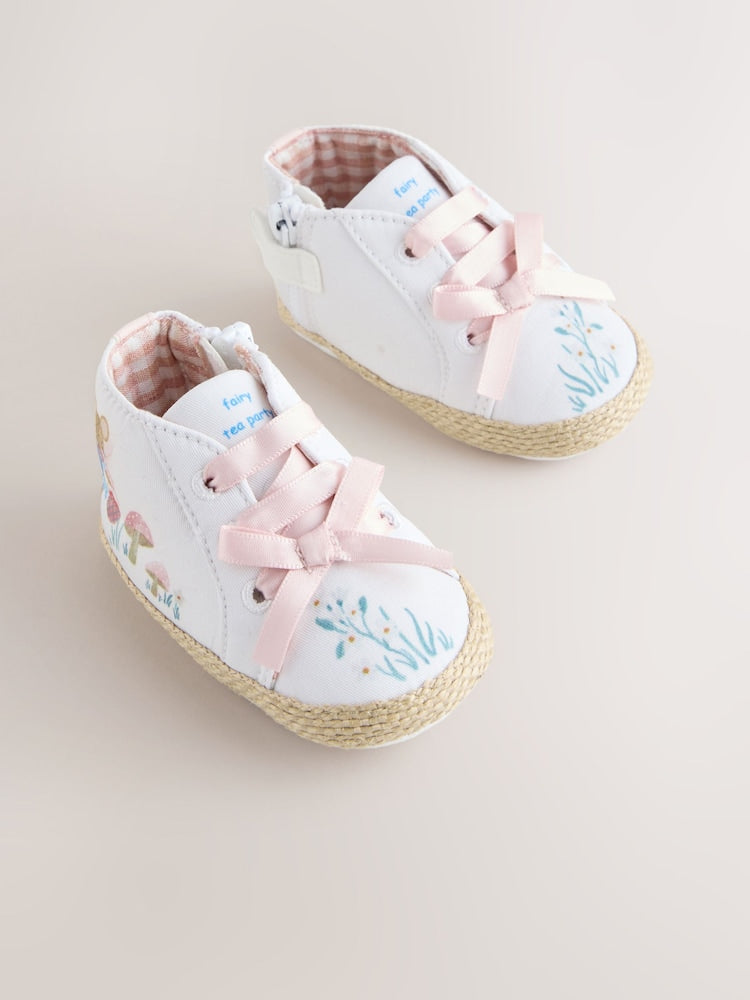 White/Pink Character Baby High Top Trainers (0-24mths) - Up To 3 Months (50 - 62cm)
