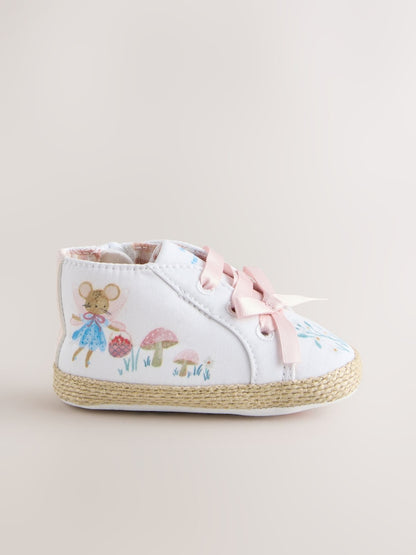 White/Pink Character Baby High Top Trainers (0-24mths)