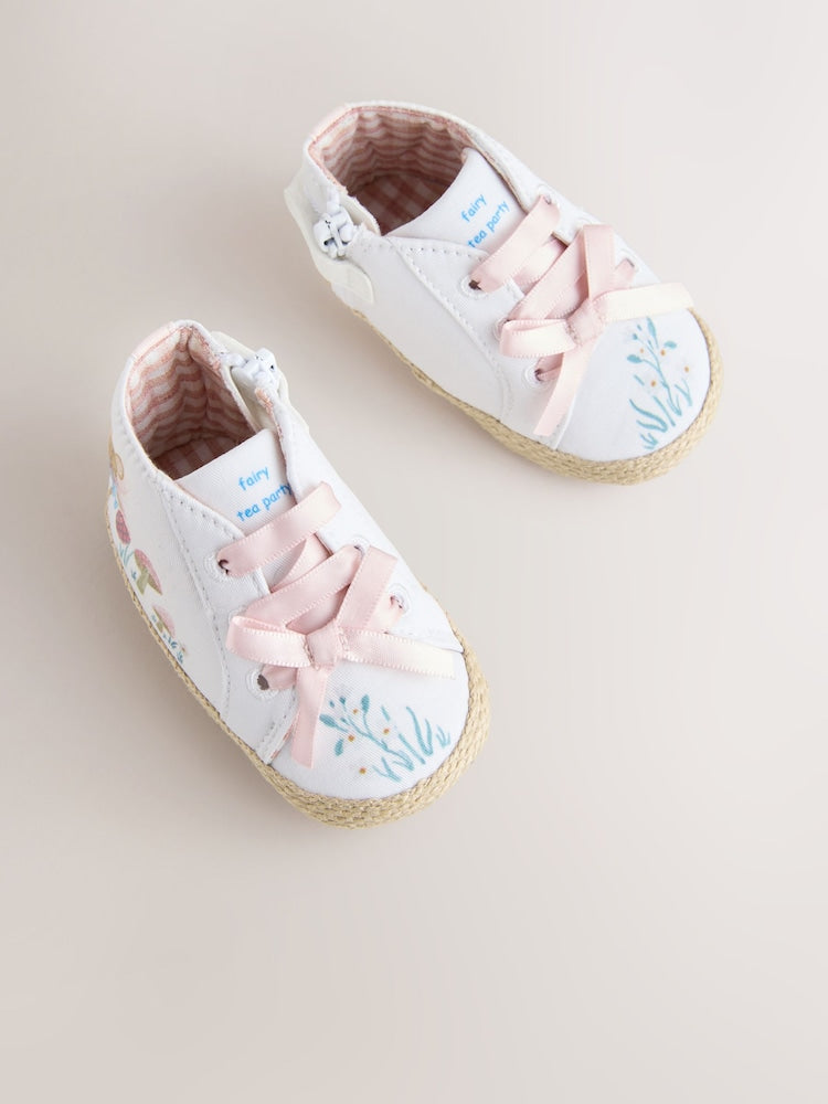 White/Pink Character Baby High Top Trainers (0-24mths)