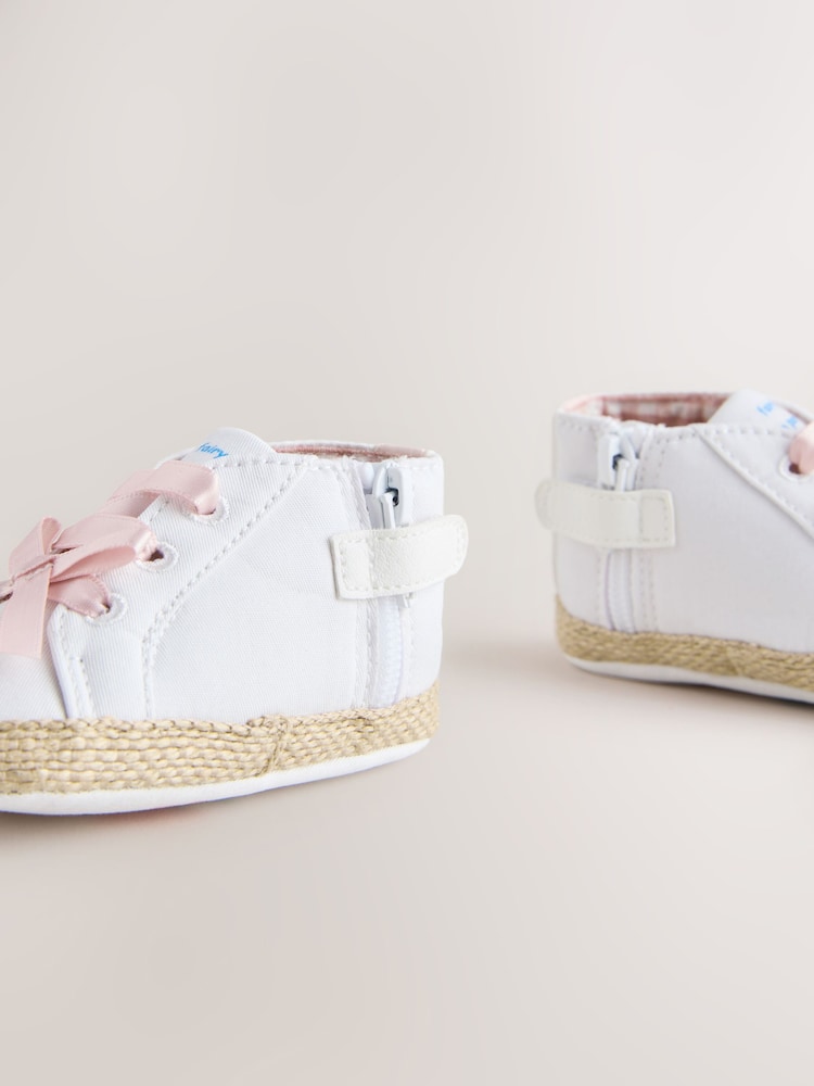 White/Pink Character Baby High Top Trainers (0-24mths)