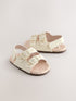 Neutral Floral Touch and Fasten Baby Sandals (0-24mths) - Size Up To 3 Months (50 - 62cm) - Neutral Floral