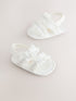 White Baby Ruffle Sandals (0-24mths) - Size Up To 3 Months (50 - 62cm) - White