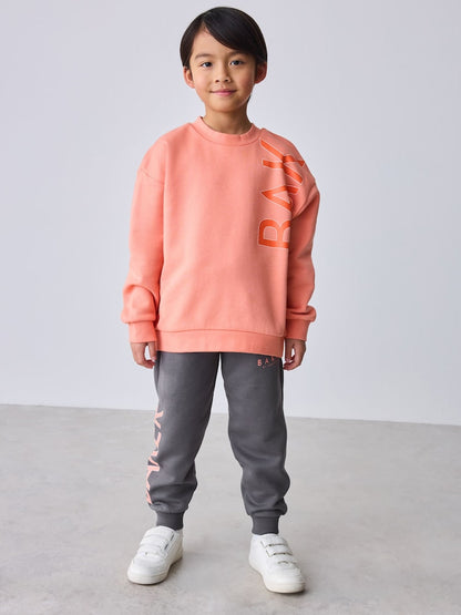Baker by Ted Baker Oversized Graphic Sweatshirt and Joggers Set - Size 2-3 Years (92-98cm) - Orange/Grey