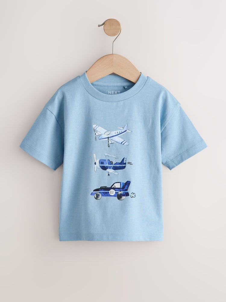 Blue Planes Short Sleeve Graphic T-Shirts 3 Pack (3mths-7yrs)