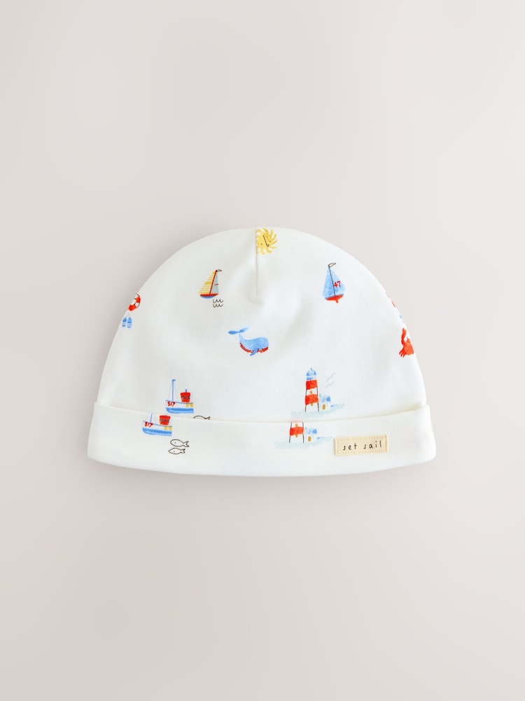 Blue Nautical Baby Hat and Bib Set (0-18mths)