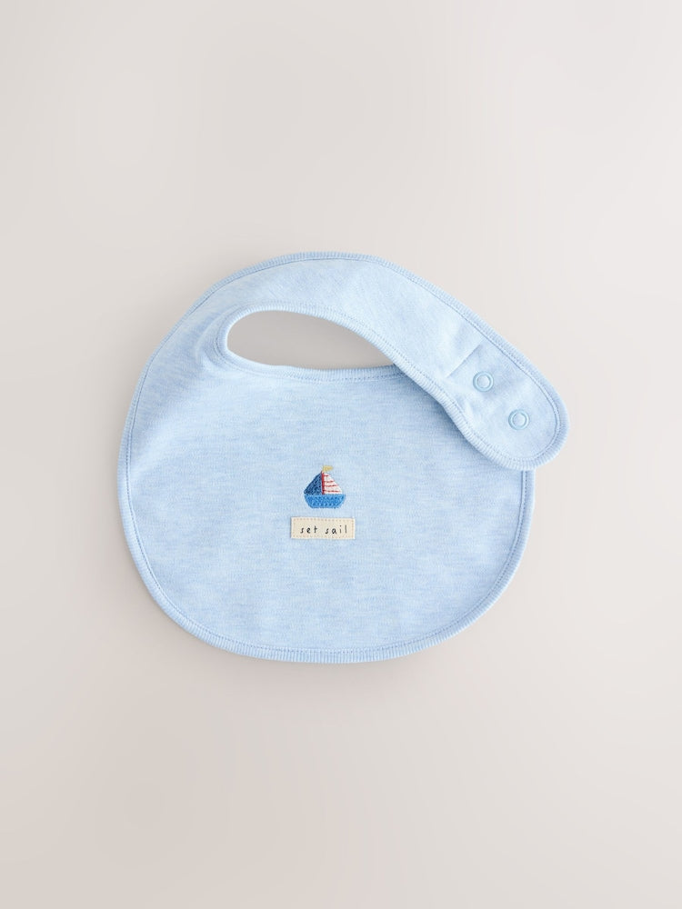 Blue Nautical Baby Hat and Bib Set (0-18mths)
