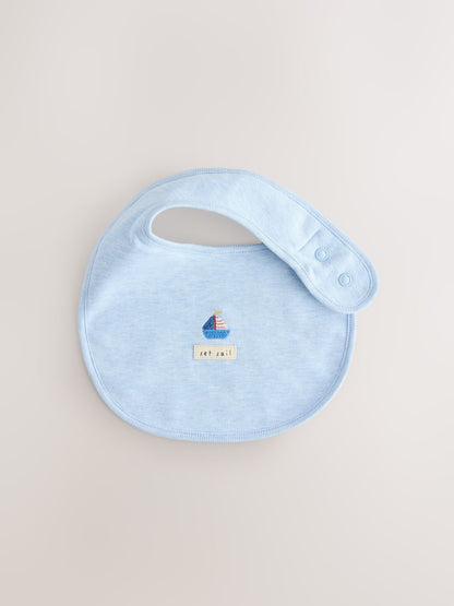 Blue Nautical Baby Hat and Bib Set (0-18mths)