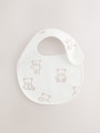 Blue/Ecru Bear Baby Bibs 5 Pack - Size One
