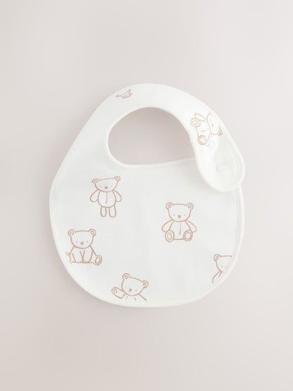 Blue/Ecru Bear Baby Bibs 5 Pack - Size One