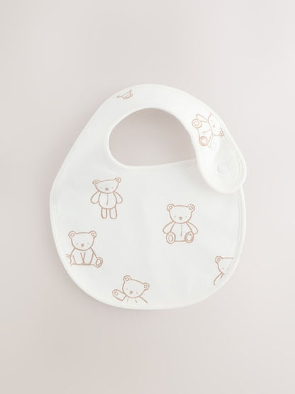 Blue/Ecru Bear Baby Bibs 5 Pack - Size One