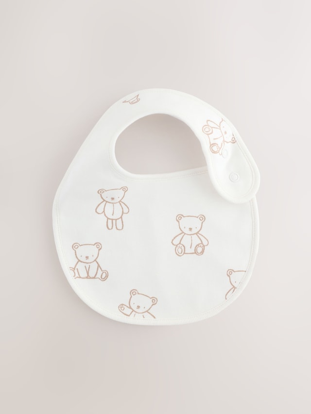 Blue/Ecru Bear Baby Bibs 5 Pack - Size One