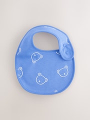 Blue/Ecru Bear Baby Bibs 5 Pack - Size One