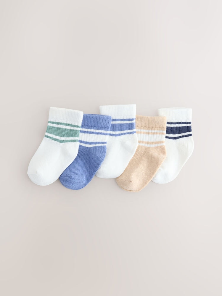 Blue Baby Socks 5 Pack (0mths-2yrs) - Size 50cm (First Size)