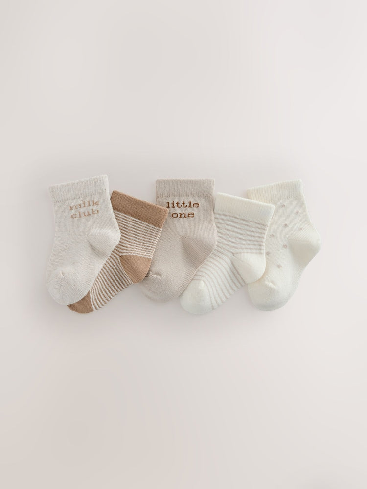 Neutral Baby Socks 5 Pack - Size 50cm (First Size) - Neutral