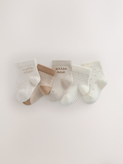 Neutral Baby Socks 5 Pack - Size 50cm (First Size) - Neutral