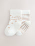 Neutral Hello World Baby Socks 2 Pack - Size 50cm (First Size)