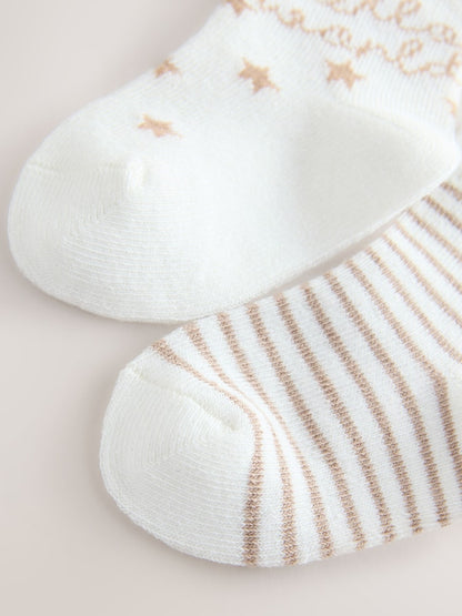 Neutral Hello World Baby Socks 2 Pack - Size 50cm (First Size)