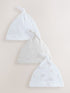 Grey Elephant Baby Tie Top Hats 3 Pack (0-12mths) - Size 44cm (5lb)