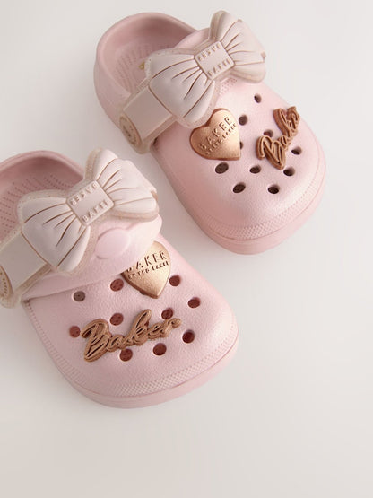 Baker by Ted Baker Baby Girls Clog Sandals With Bow - Size EU 17 (UK 1) - Pink