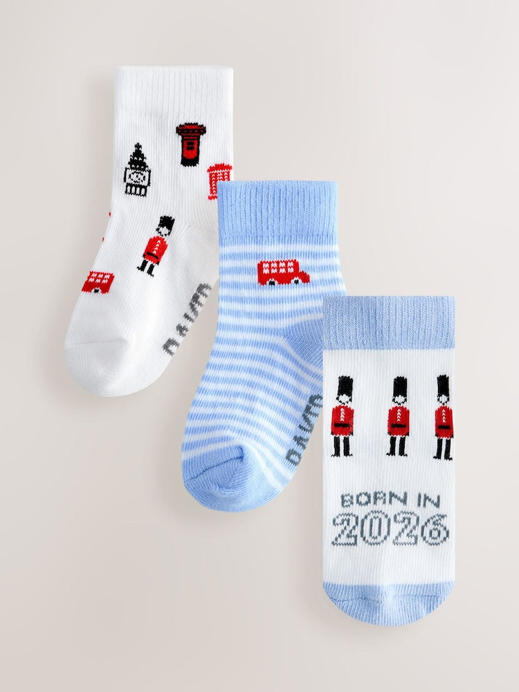 Baker by Ted Baker Multi Born in 2026 Socks 3 Pack - Size Up To 3 Months (50 - 62cm)