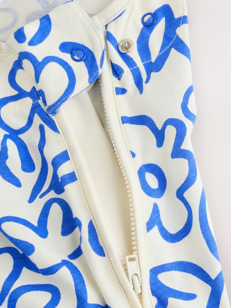 Blue/White Floral 0.5 Tog Sleeveless Baby Sleep Bag
