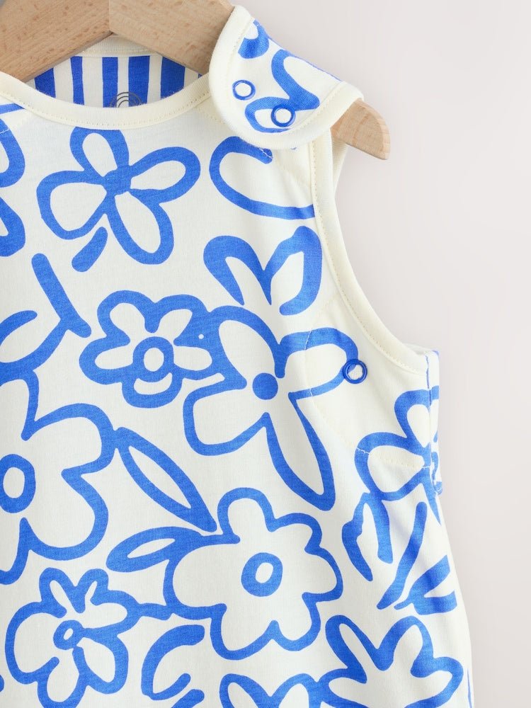 Blue/White Floral 0.5 Tog Sleeveless Baby Sleep Bag