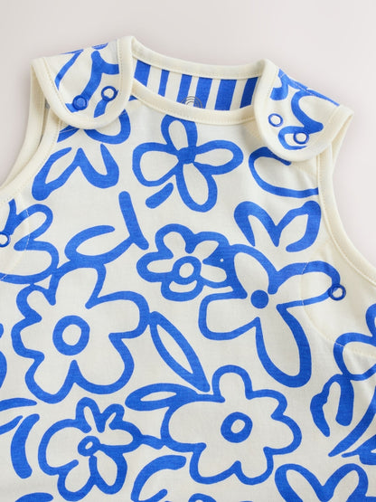 Blue/White Floral 0.5 Tog Sleeveless Baby Sleep Bag