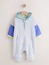 Grey Colourblock Hooded Baby Sweat Romper (0mths-3yrs) - 12-18 Months (80-86cm)