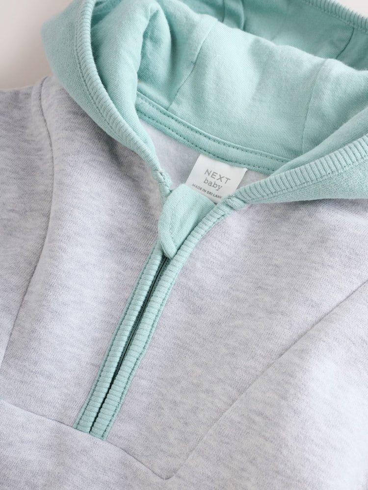 Grey Colourblock Hooded Baby Sweat Romper (0mths-3yrs)