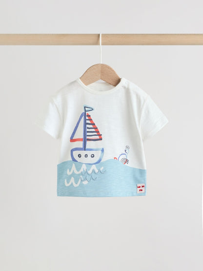 Blue Nautical Scene Top and Shorts Baby Set (0mths-2yrs)