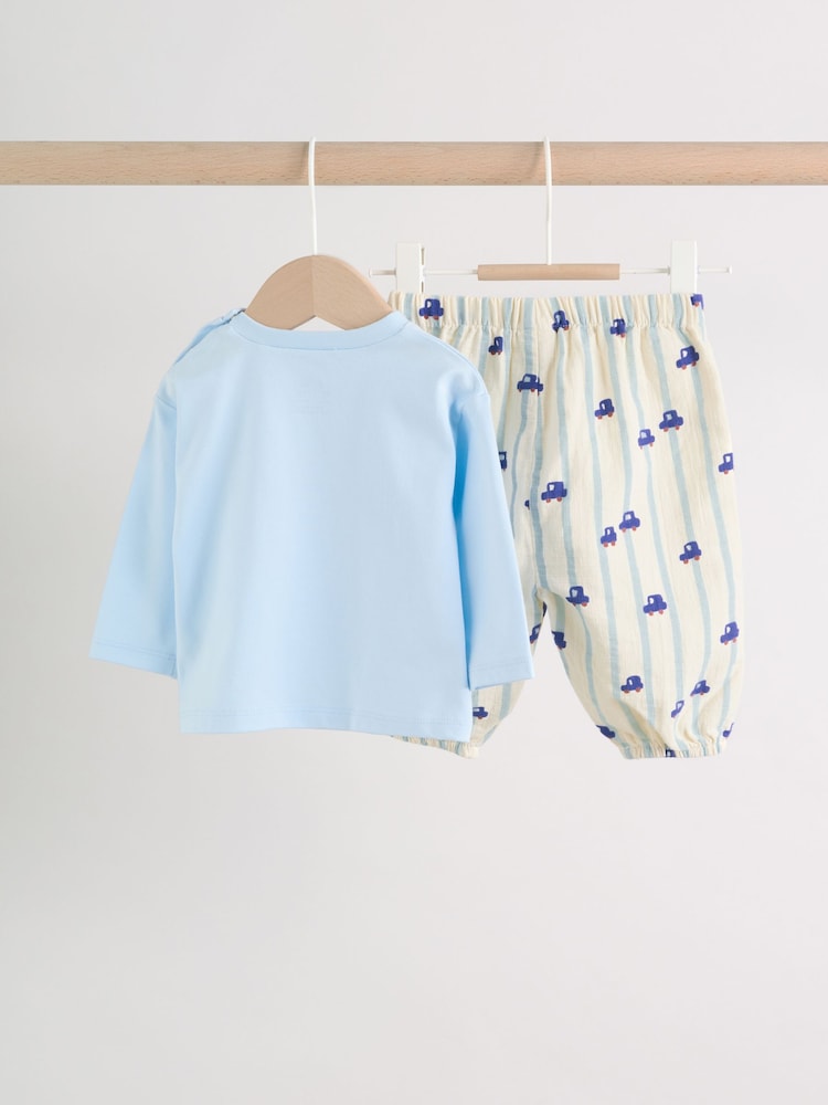 Blue Car Baby Top and Trousers Set (0mths-3yrs)