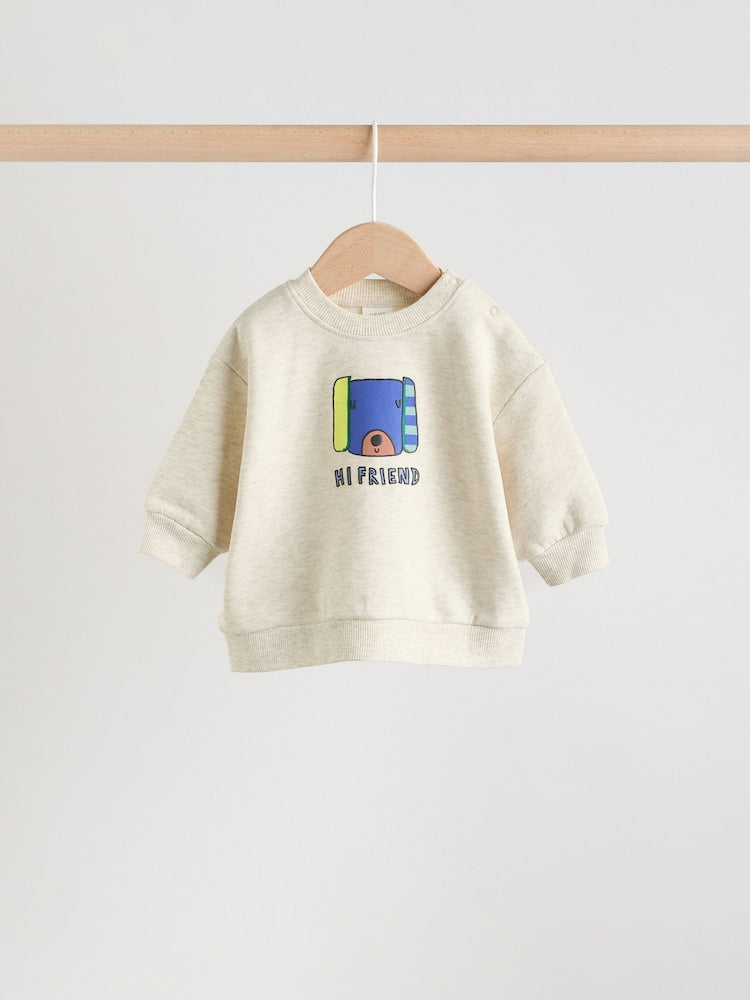 Grey Stripe Dog Sweatshirt and Shorts Baby Set (0mths-2yrs)