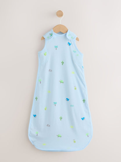 Blue Mini Turtles 0.5 Tog Sleeveless Baby Sleep Bag