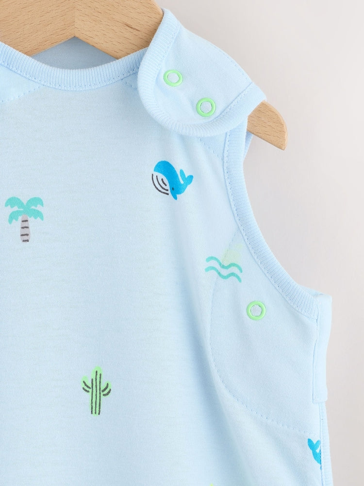 Blue Mini Turtles 0.5 Tog Sleeveless Baby Sleep Bag