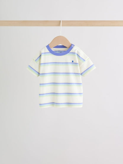Blue/Green Stripe 6 Piece Baby T-Shirt and Joggers Set (0mths-3yrs)