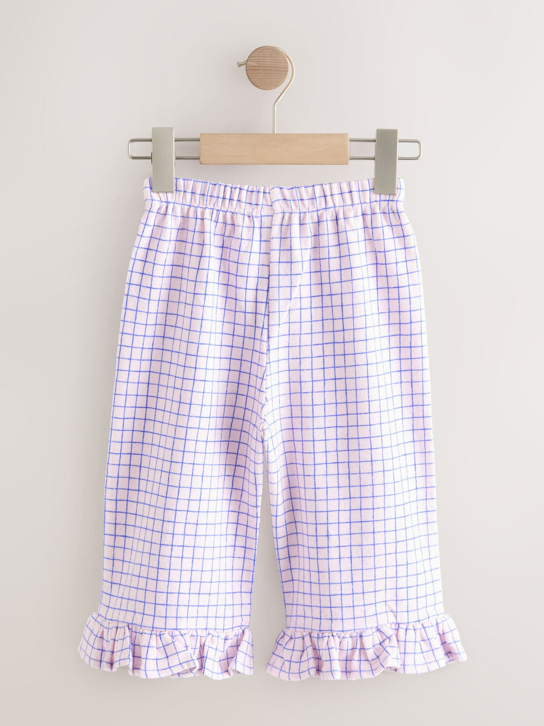 Pink/Blue Check Wide Leg Frill Trousers (3mths-7yrs) - Size 3-6 Months (62-68cm)