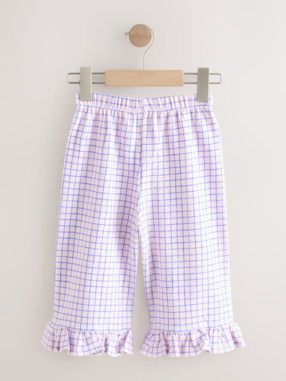 Pink/Blue Check Wide Leg Frill Trousers (3mths-7yrs) - Size 3-6 Months (62-68cm)