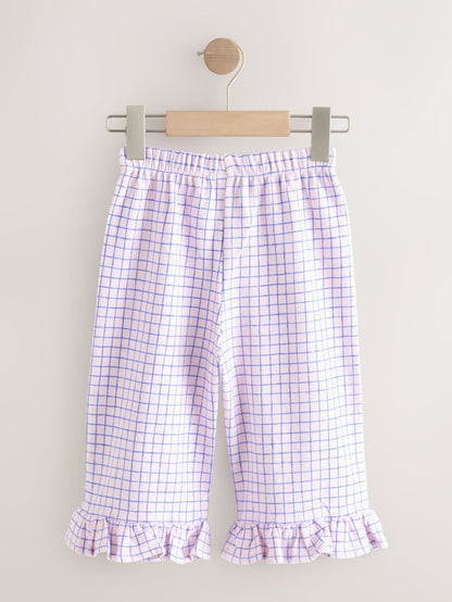 Pink/Blue Check Wide Leg Frill Trousers (3mths-7yrs) - Size 3-6 Months (62-68cm)