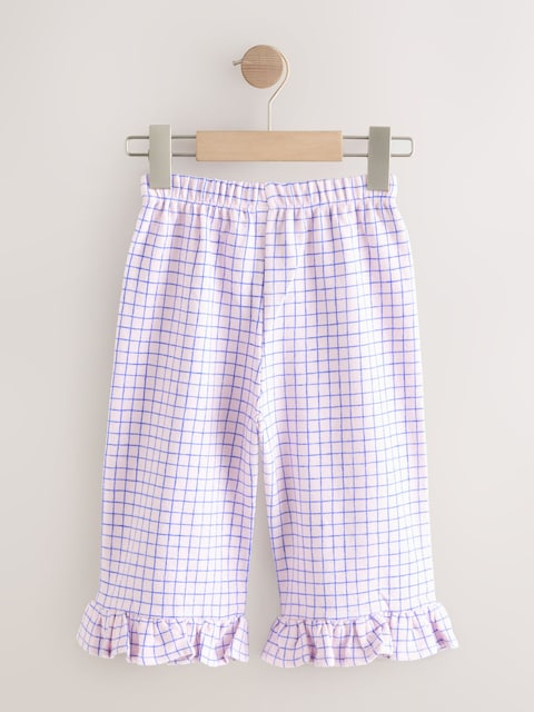Pink/Blue Check Wide Leg Frill Trousers (3mths-7yrs) - Size 3-6 Months (62-68cm)