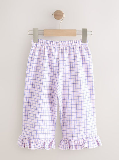 Pink/Blue Check Wide Leg Frill Trousers (3mths-7yrs) - Size 3-6 Months (62-68cm)