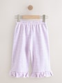 Pink/Blue Check Wide Leg Frill Trousers (3mths-7yrs) - Size 3-6 Months (62-68cm)