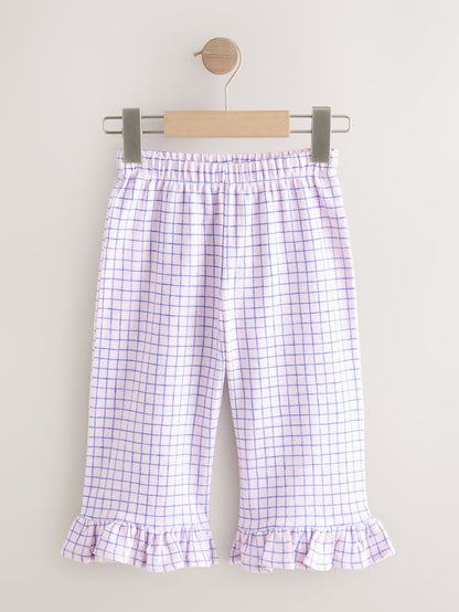 Pink/Blue Check Wide Leg Frill Trousers (3mths-7yrs) - Size 3-6 Months (62-68cm)
